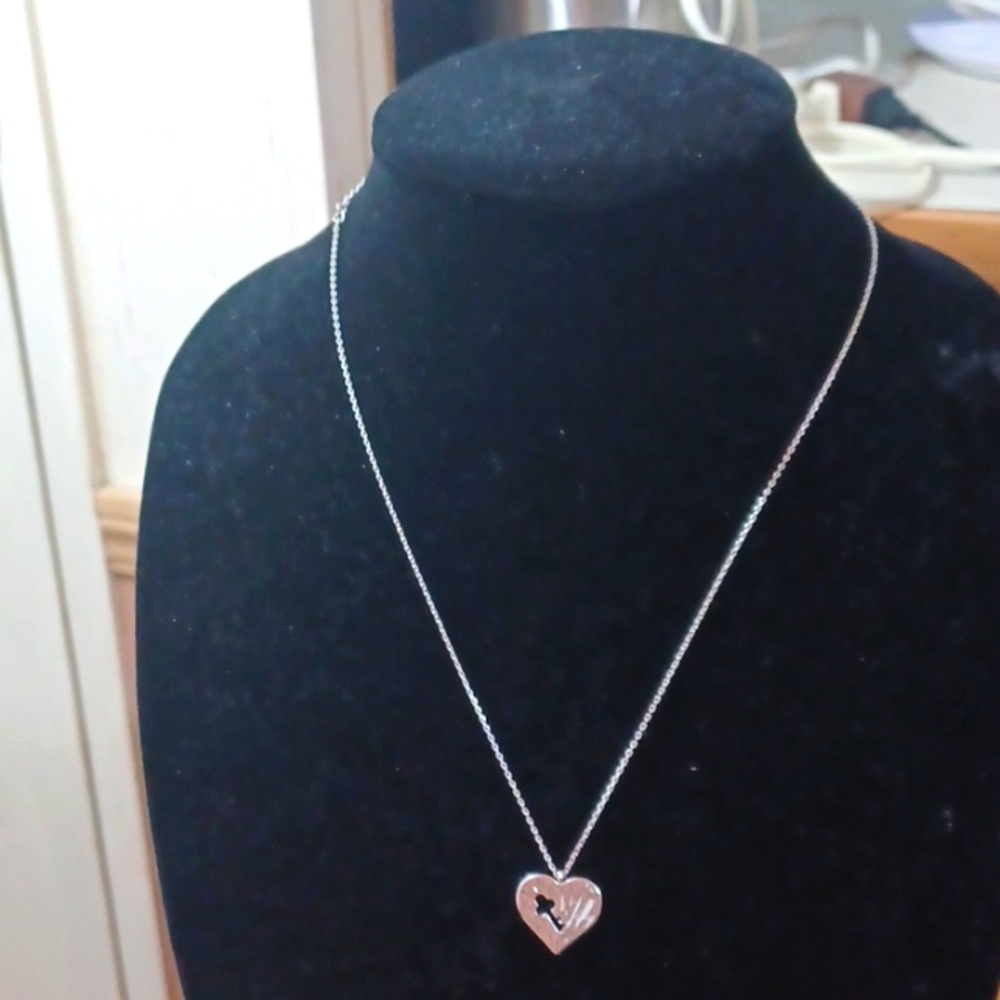 YOU & ME Silver Pure Rope Style 20 Inch Chain‎ Necklace  W Key Heart   …